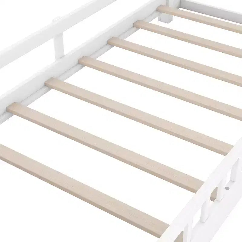 Wood Platform Bed with Built-in LED Lights and Storage Headboard
