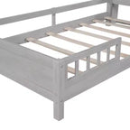 Wood Platform Bed with Built-in LED Lights and Storage Headboard