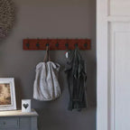 Wall Mount Pine Wood Storage Rack with 7 Hanging Hooks, 86.4 cm