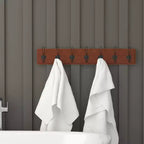 Wall Mount Pine Wood Storage Rack with 7 Hanging Hooks, 86.4 cm
