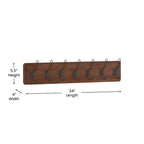 Wall Mount Pine Wood Storage Rack with 7 Hanging Hooks, 86.4 cm