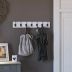 Wall Mount Pine Wood Storage Rack with 7 Hanging Hooks, 86.4 cm