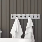 Wall Mount Pine Wood Storage Rack with 7 Hanging Hooks, 86.4 cm