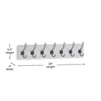 Wall Mount Pine Wood Storage Rack with 7 Hanging Hooks, 86.4 cm