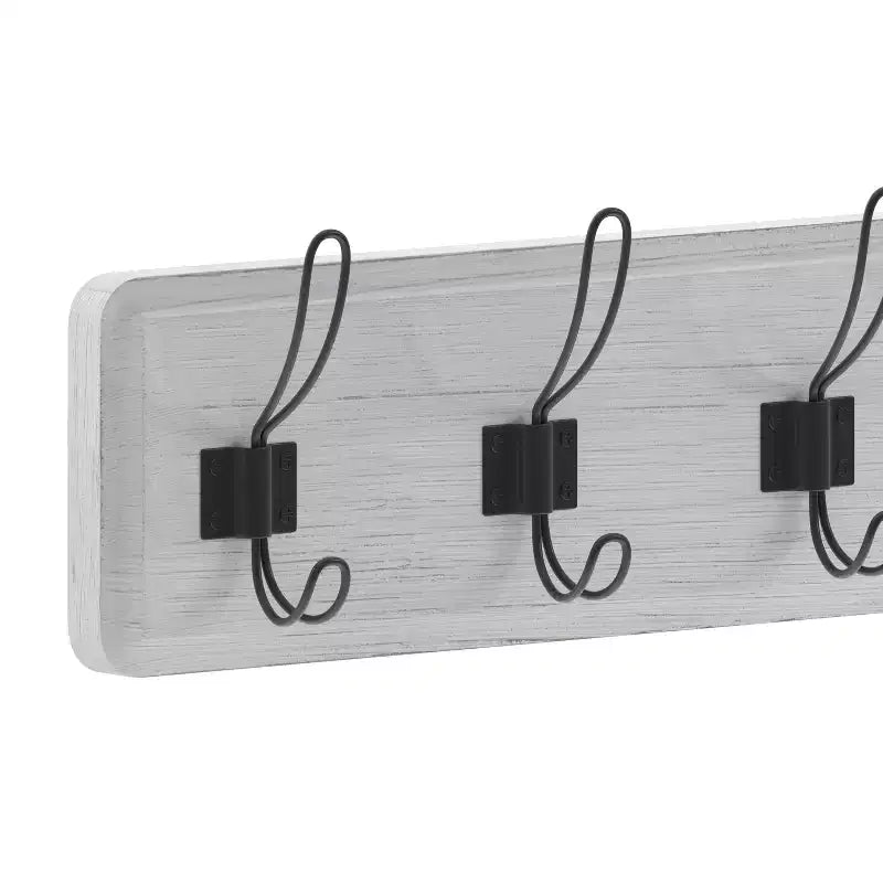 Wall Mount Pine Wood Storage Rack with 7 Hanging Hooks, 86.4 cm