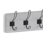 Wall Mount Pine Wood Storage Rack with 7 Hanging Hooks, 86.4 cm