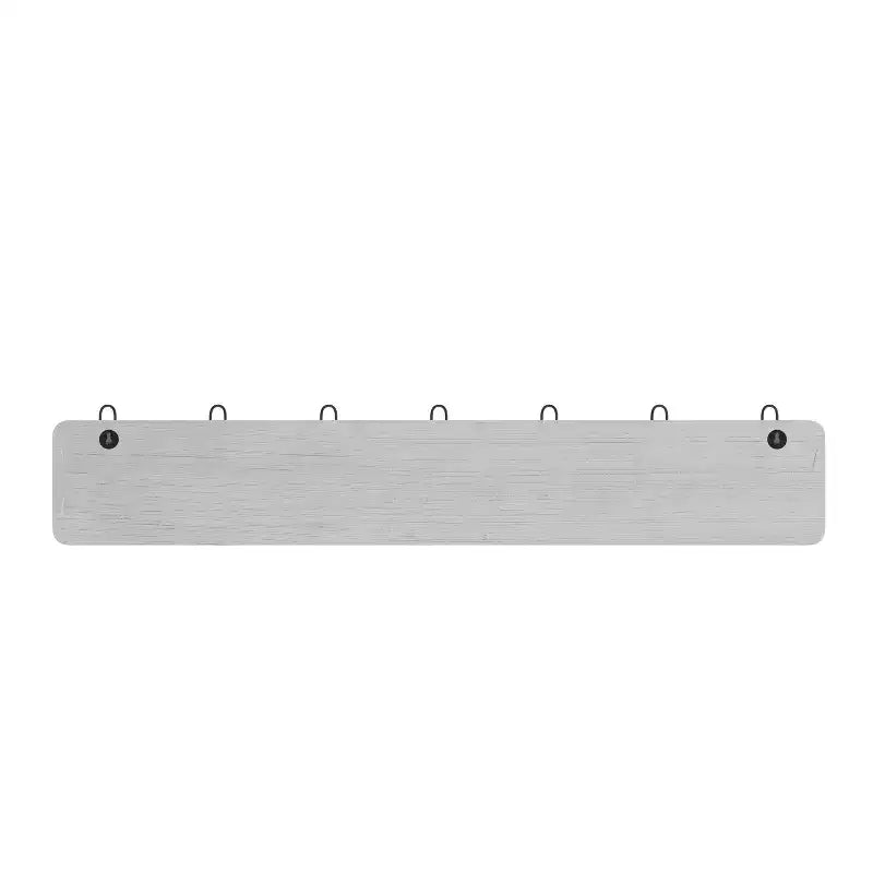 Wall Mount Pine Wood Storage Rack with 7 Hanging Hooks, 86.4 cm