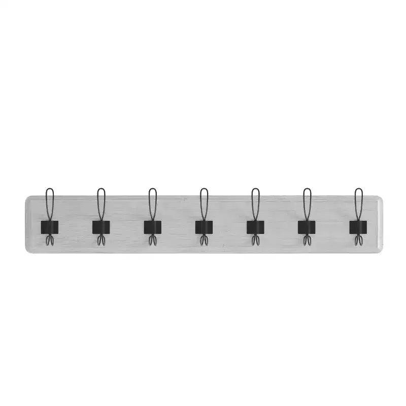 Wall Mount Pine Wood Storage Rack with 7 Hanging Hooks, 86.4 cm