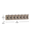 Wall Mount Pine Wood Storage Rack with 7 Hanging Hooks, 86.4 cm