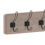 Wall Mount Pine Wood Storage Rack with 7 Hanging Hooks, 86.4 cm