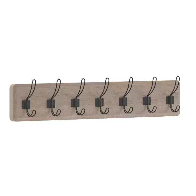 86.4 cm Wall Mount Pine Wood Storage Rack with Hanging Hooks, Entryway, Kitchen, Bathroom