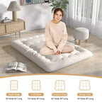 Beige Japanese-Style Floor Futon Mattress with Washable Cover and Carry Bag
