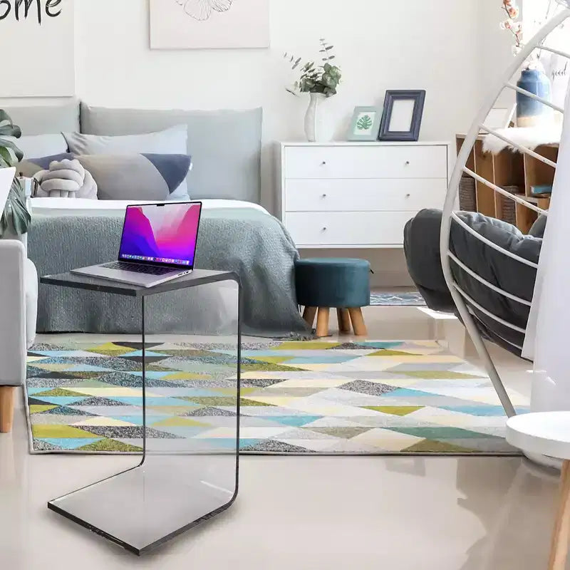 Transparent Acrylic C-Shaped Side Table
