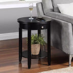 Black 1 Drawer End Table with Shelf