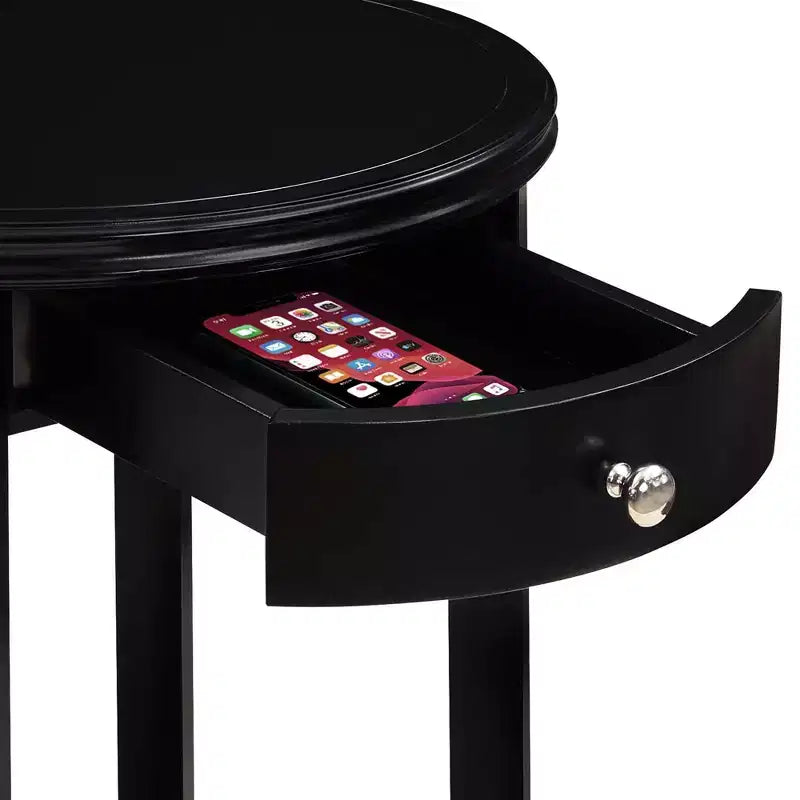 Black 1 Drawer End Table with Shelf