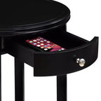 Black 1 Drawer End Table with Shelf