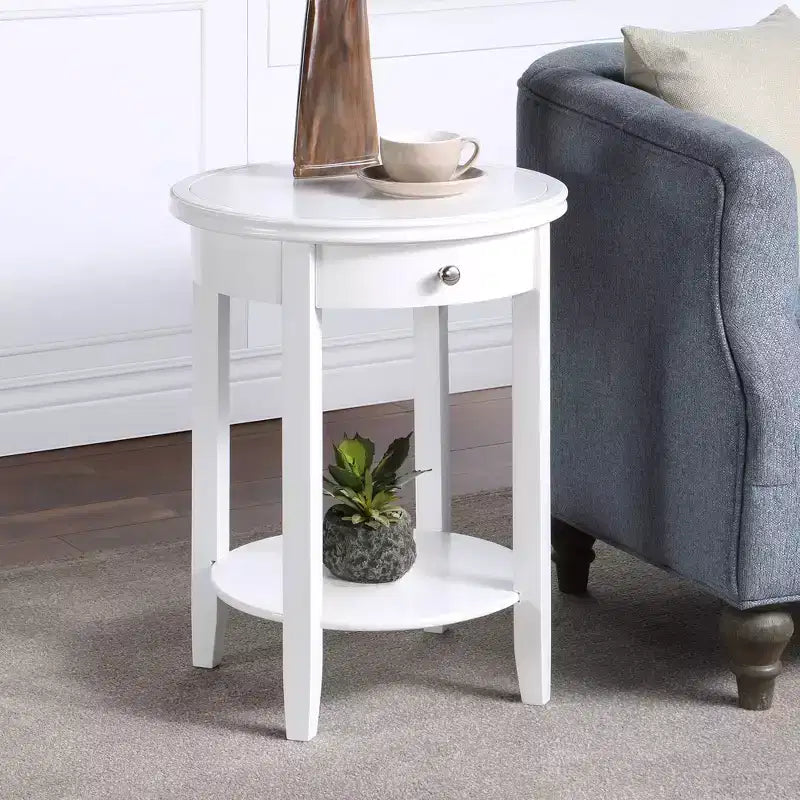 Black 1 Drawer End Table with Shelf