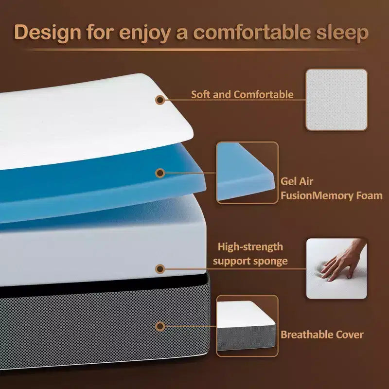 Portable Tri-Fold Gel Memory Foam Mattress with Removable Cover