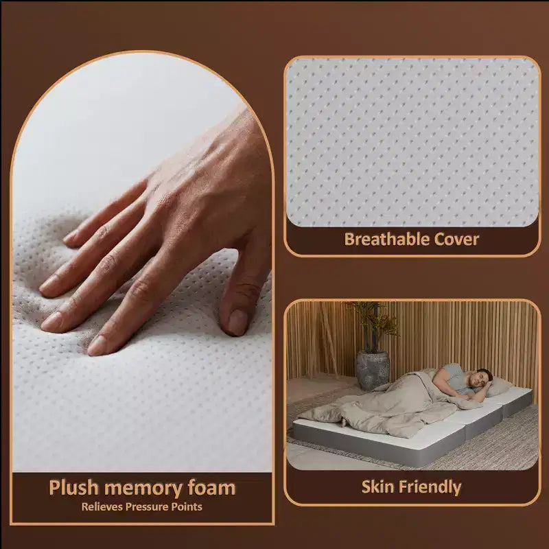 Portable Tri-Fold Gel Memory Foam Mattress with Removable Cover