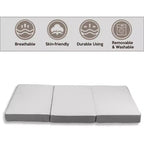 Portable Tri-Fold Gel Memory Foam Mattress with Removable Cover