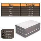 Portable Tri-Fold Gel Memory Foam Mattress with Removable Cover