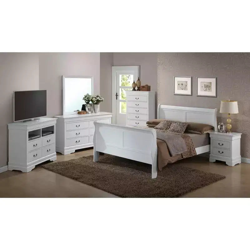 Sleigh Bed with High Footboard, for 137 × 191 cm Mattress