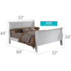 Sleigh Bed with High Footboard, for 137 × 191 cm Mattress