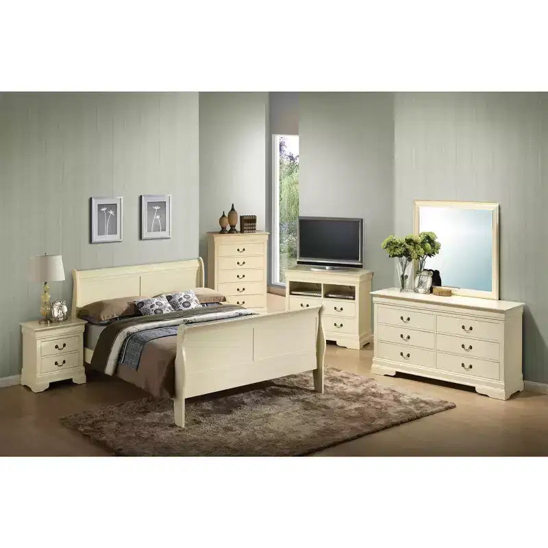 Sleigh Bed with High Footboard, for 137 × 191 cm Mattress