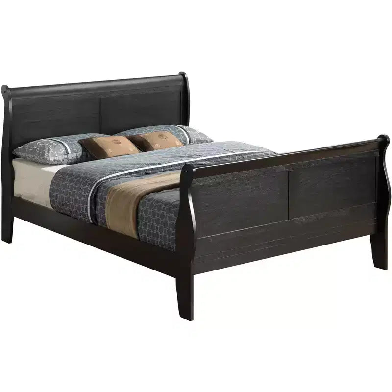 Sleigh Bed with High Footboard, for 137 × 191 cm Mattress
