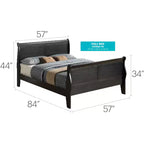 Sleigh Bed with High Footboard, for 137 × 191 cm Mattress