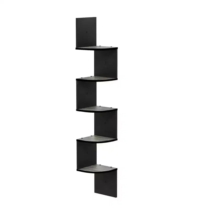 5-Tier Wall Mount Floating Corner Bookshelf