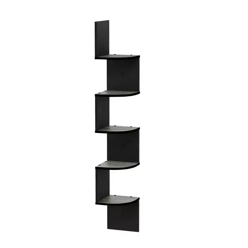 5-Tier Wall Mount Floating Corner Bookshelf