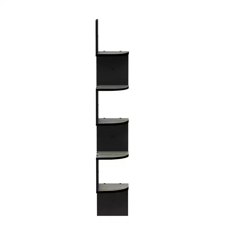 5-Tier Wall Mount Floating Corner Bookshelf