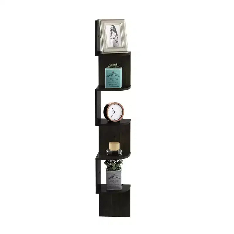 5-Tier Wall Mount Floating Corner Bookshelf