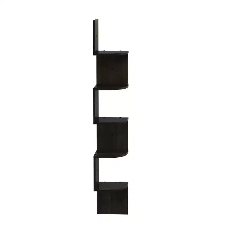 5-Tier Wall Mount Floating Corner Bookshelf