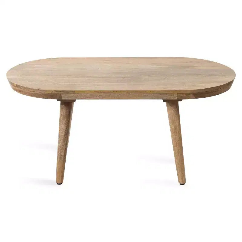 Natural Solid Mango Wood Oval Coffee Table, 96.5 × 50.8 cm