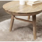 Natural Solid Mango Wood Oval Coffee Table, 96.5 × 50.8 cm