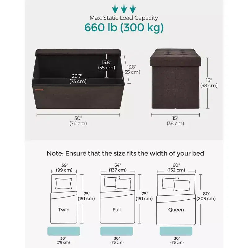 Storage Ottoman Bench, 76.2 cm Wide