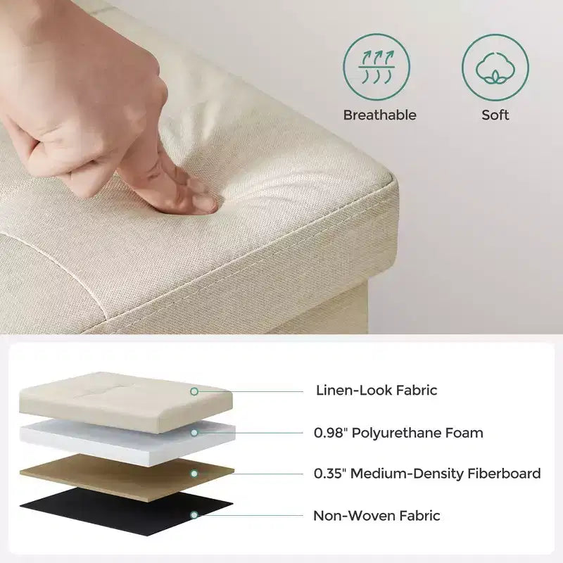 Storage Ottoman Bench, 76.2 cm Wide