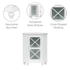 Freestanding Wooden Corner Floor Cabinet with Tempered Glass Door