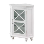 Freestanding Wooden Corner Floor Cabinet with Tempered Glass Door
