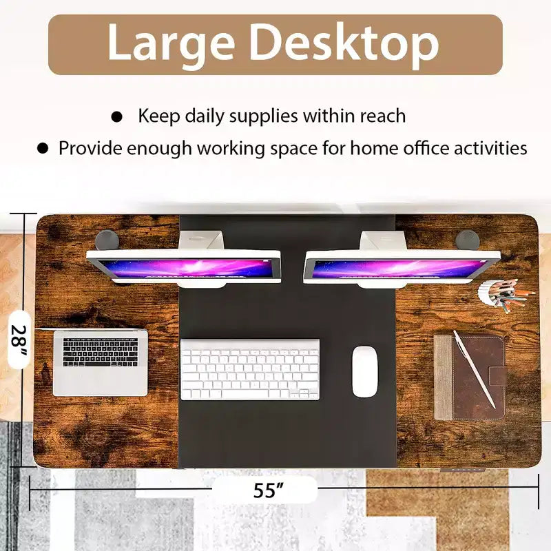 Electric Height Adjustable Standing Desk with USB Port, 139.7 × 71.1 cm