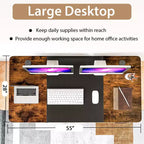 Electric Height Adjustable Standing Desk with USB Port, 139.7 × 71.1 cm
