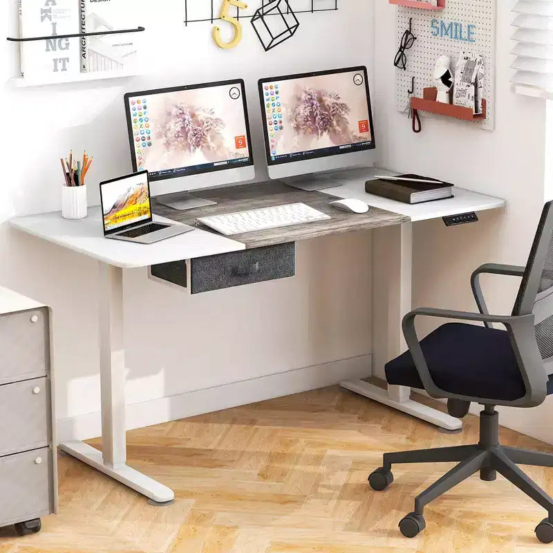 Electric Height Adjustable Standing Desk with USB Port, 139.7 × 71.1 cm