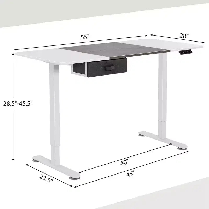 Electric Height Adjustable Standing Desk with USB Port, 139.7 × 71.1 cm