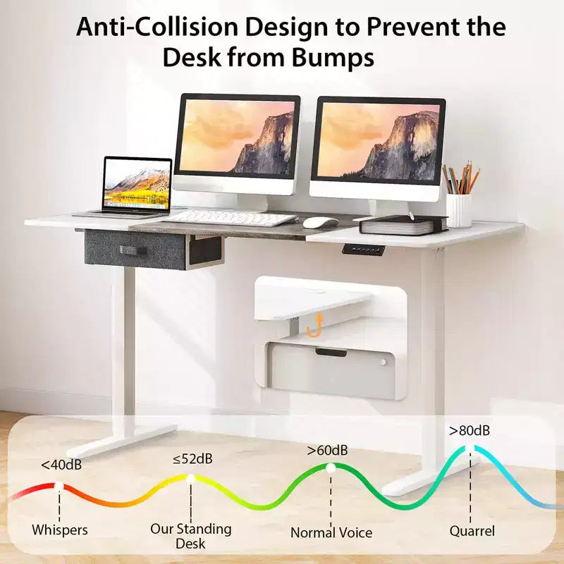 Electric Height Adjustable Standing Desk with USB Port, 139.7 × 71.1 cm