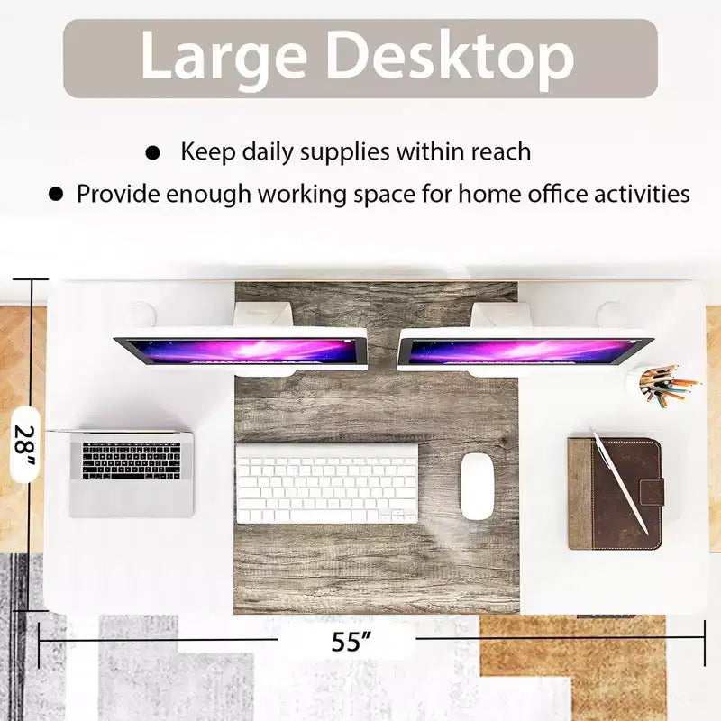 Electric Height Adjustable Standing Desk with USB Port, 139.7 × 71.1 cm