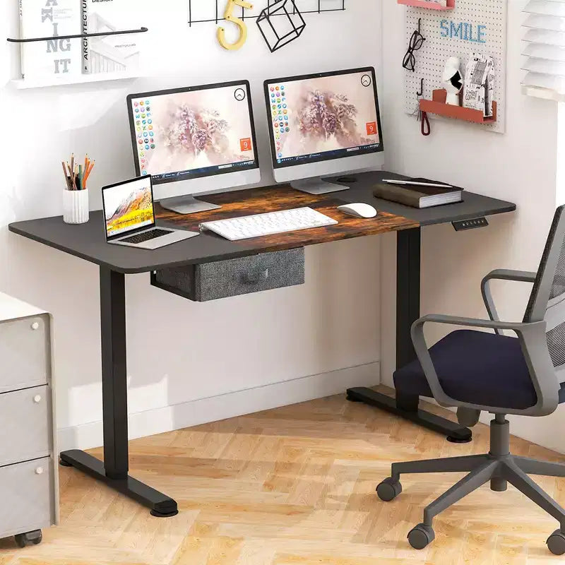 Electric Height Adjustable Standing Desk with USB Port, 139.7 × 71.1 cm