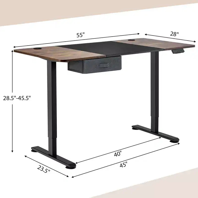 Electric Height Adjustable Standing Desk with USB Port, 139.7 × 71.1 cm