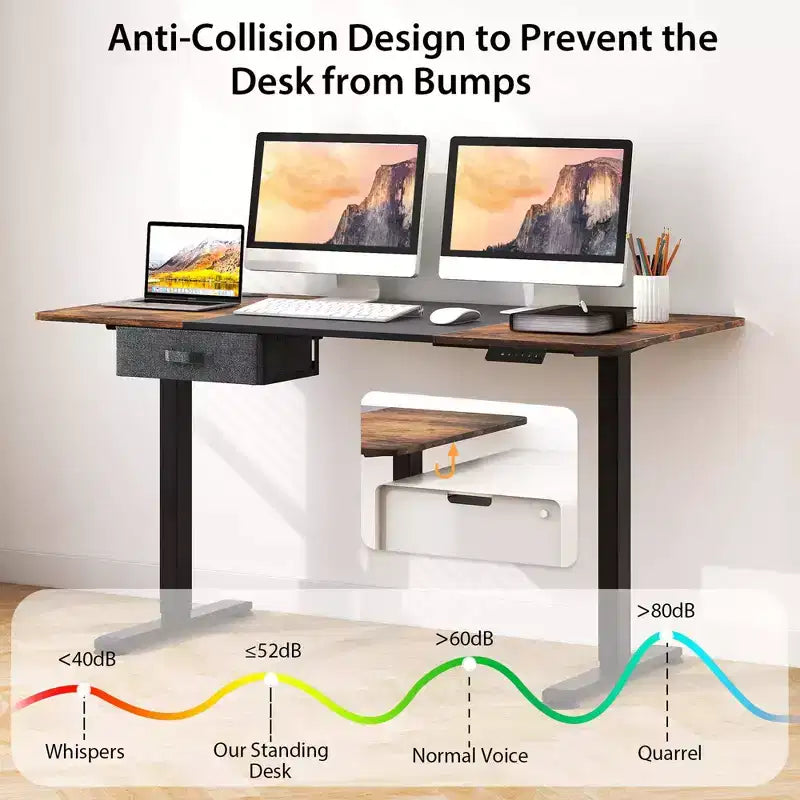 Electric Height Adjustable Standing Desk with USB Port, 139.7 × 71.1 cm